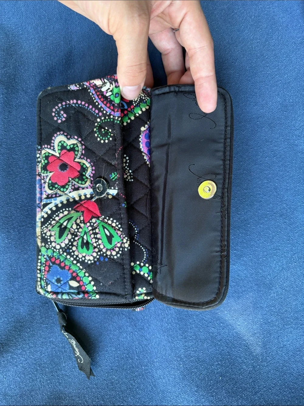 Vera Bradley Red Quilted Zip Wallet with Black Paisley Accent - Picture 11 of 12